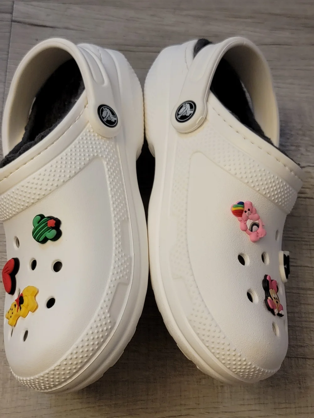 Kids White Clog Shoes with Character Charms - Comfortable Slip-On
